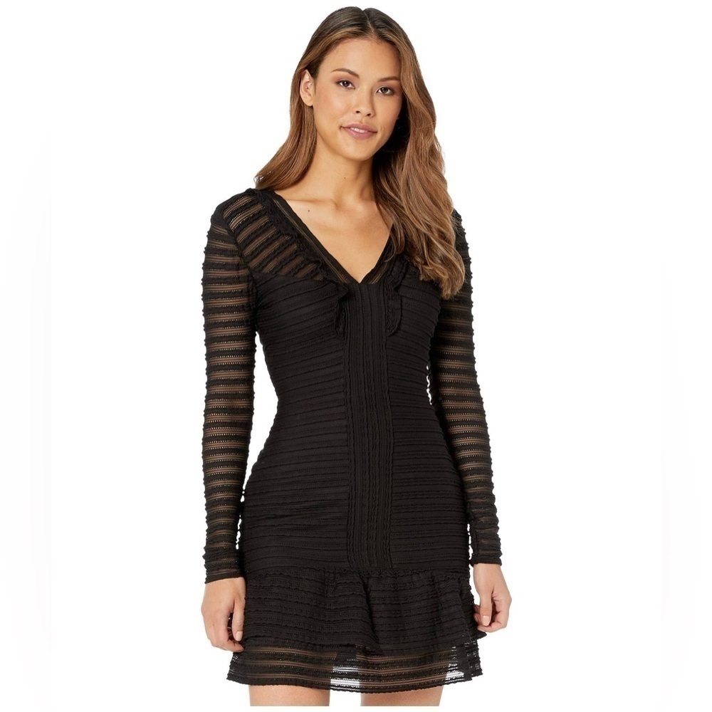 Parker women’s Black Cozumel Ruffle mini dress size 12